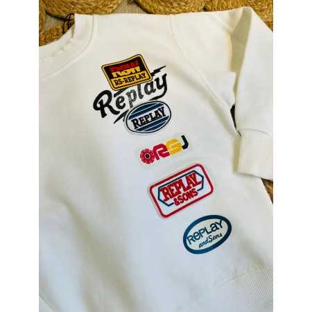 Felpa Cotone Felpato Bambino - Stile Motociclista Replay Felpa Cotone Felpato Bambino - Stile Motociclista Replay