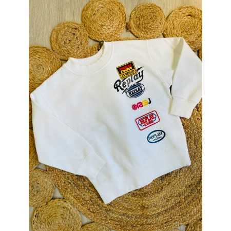 Felpa Cotone Felpato Bambino - Stile Motociclista Replay Felpa Cotone Felpato Bambino - Stile Motociclista Replay