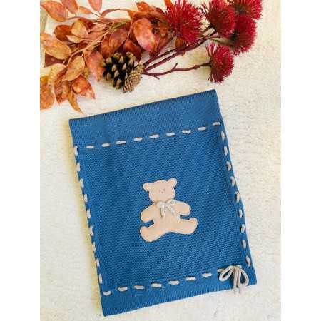 Coperta Neonato in Lana con Orsetto - Elegante e Calda Coperta Neonato in Lana con Orsetto - Elegante e Calda