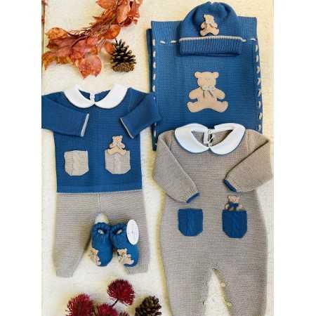 Coperta Neonato in Lana con Orsetto - Elegante e Calda Coperta Neonato in Lana con Orsetto - Elegante e Calda