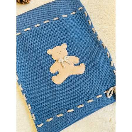 Coperta Neonato in Lana con Orsetto - Elegante e Calda Coperta Neonato in Lana con Orsetto - Elegante e Calda