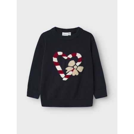 Maglioncino Natalizio Bambina - Cuore Ricamato Elegante Maglioncino Natalizio Bambina - Cuore Ricamato Elegante