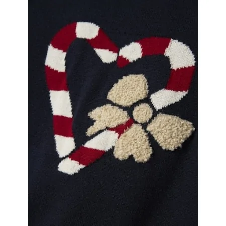 Maglioncino Natalizio Bambina - Cuore Ricamato Elegante