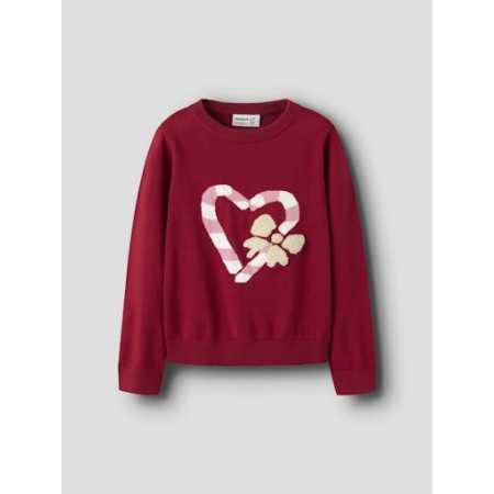 Maglioncino Natalizio Bambina - Cuore Ricamato Elegante Maglioncino Natalizio Bambina - Cuore Ricamato Elegante