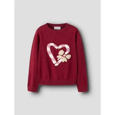 Maglioncino Natalizio Bambina - Cuore Ricamato Elegante