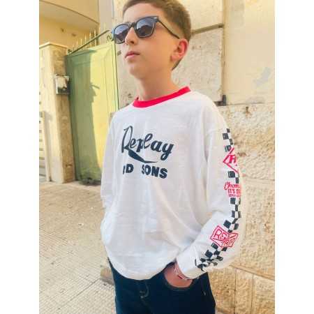 T-shirt in Cotone Bambino - Stile Motociclista Replay