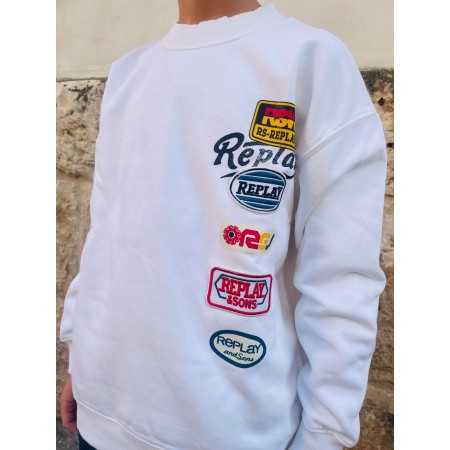 Felpa Cotone Felpato Bambino - Stile Motociclista Replay Felpa Cotone Felpato Bambino - Stile Motociclista Replay