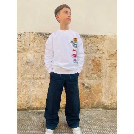 Felpa Cotone Felpato Bambino - Stile Motociclista Replay Felpa Cotone Felpato Bambino - Stile Motociclista Replay