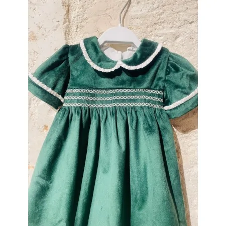 Elegante Abito Velluto Verde Bambina - Coccodè Firenze