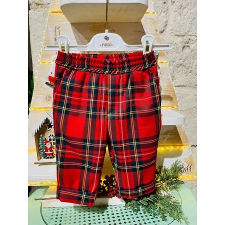 Pantaloni Natalizi Bambino Tartan Rosso | Eleganti e Comodi