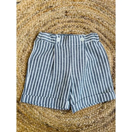 Shorts Bimbo Gessati Bianco e Blu - Eleganza e Comfort
