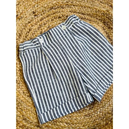 Shorts Bimbo Gessati Bianco e Blu - Eleganza e Comfort