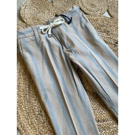 Chinos Bambino Beige Rigato Celeste - Comfort e Stile