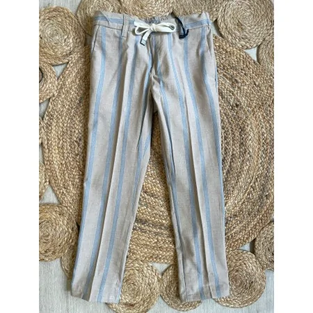 Chinos Bambino Beige Rigato Celeste - Comfort e Stile