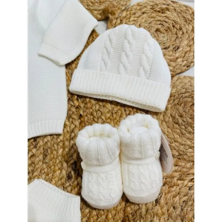 Set Nascita Treccia in Pura Lana Unisex - Elegante e Comodo