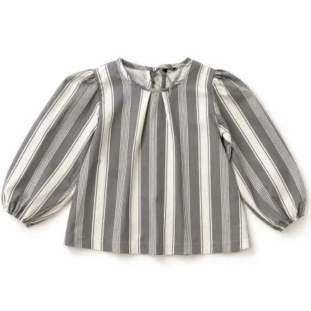 Camicia Bambina a Righe Grigio e Panna | Nuvolè
