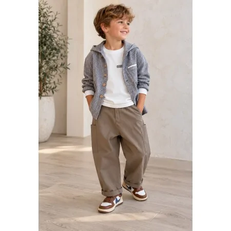 Pantalone Bambino Baggy Color Fango | Nuvolè Pantalone Bambino Baggy Color Fango | Nuvolè