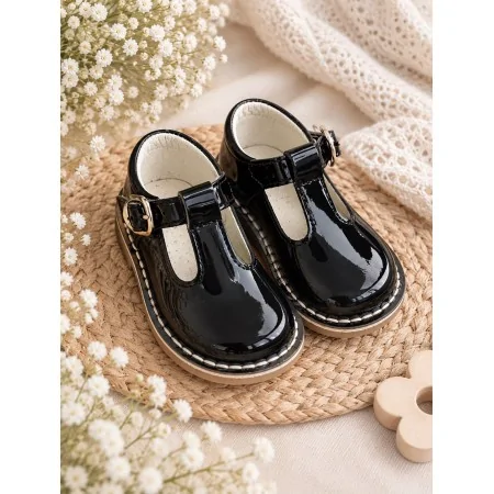 Scarpe T-bar in vernice nera | Panyno Eleganti