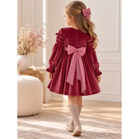 Abito Bambina Velluto Rosa Malva - Eleganza e Comfort Abito Bambina Velluto Rosa Malva - Eleganza e Comfort