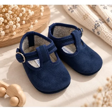 Scarpette Culla Velluto Blu | Nuvolè Made in Italy