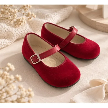 Ballerina Bambina Velluto Rosso | Nuvolè