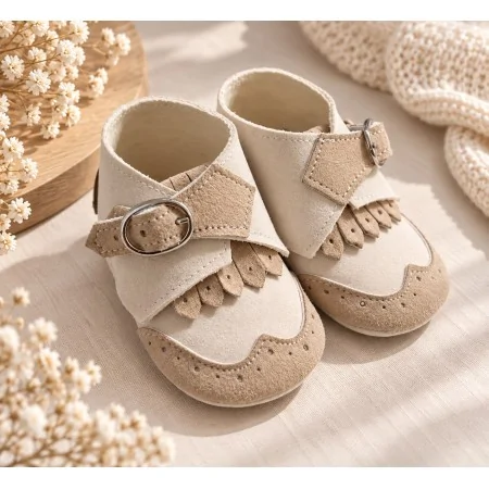 Scarpette Neonato Eleganti Beige e Panna | Nuvolè