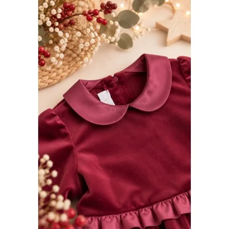 Abito Bambina Velluto Bordeaux con Fiocco | Crochette Abito Bambina Velluto Bordeaux con Fiocco | Crochette