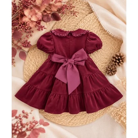 Abito Bambina Velluto Bordeaux Made in Italy | Crochette