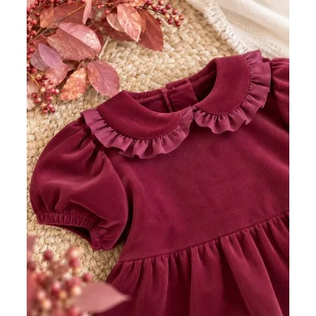 Abito Bambina Velluto Bordeaux Made in Italy | Crochette