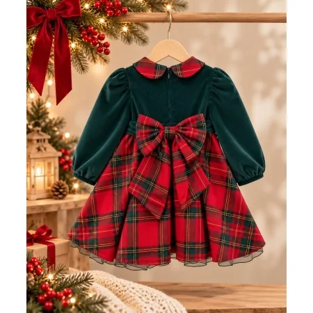 Abito Bambina Velluto e Tartan Made in Italy | Nuvolè