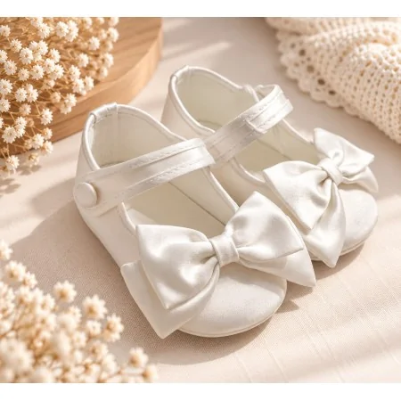 Scarpette Ballerine Neonata Bianco Seta | Nuvolè